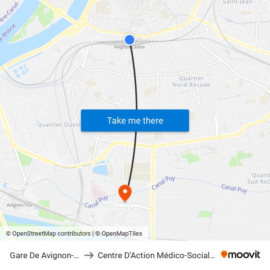 Gare De Avignon-Centre to Centre D’Action Médico-Sociale Précoce map