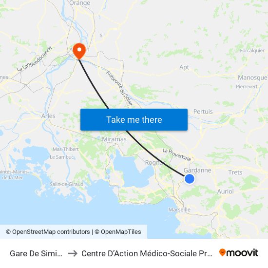 Gare De Simiane to Centre D’Action Médico-Sociale Précoce map