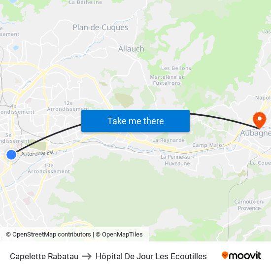 Capelette Rabatau to Hôpital De Jour Les Ecoutilles map