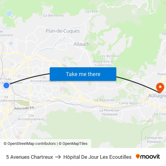 5 Avenues Chartreux to Hôpital De Jour Les Ecoutilles map