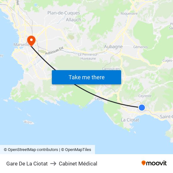 Gare De La Ciotat to Cabinet Médical map