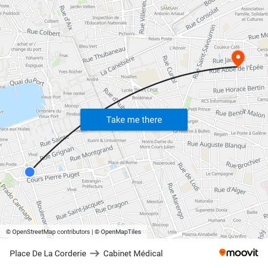 Place De La Corderie to Cabinet Médical map