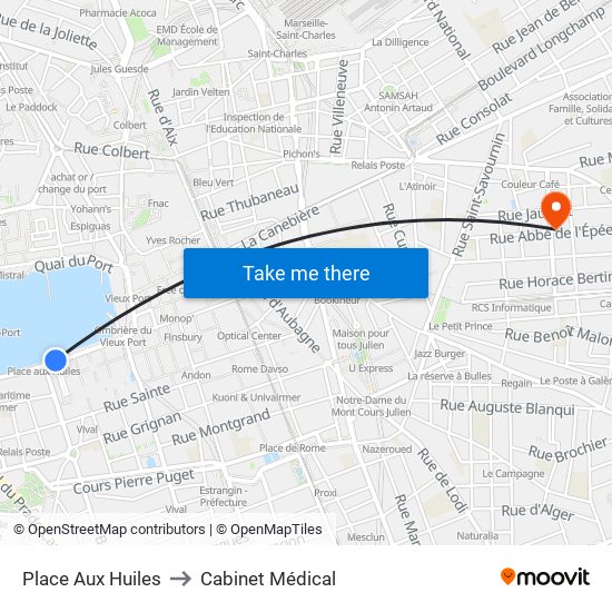 Place Aux Huiles to Cabinet Médical map
