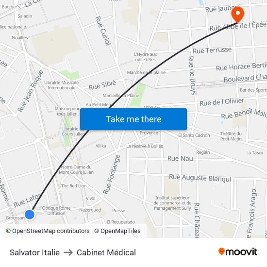 Salvator Italie to Cabinet Médical map