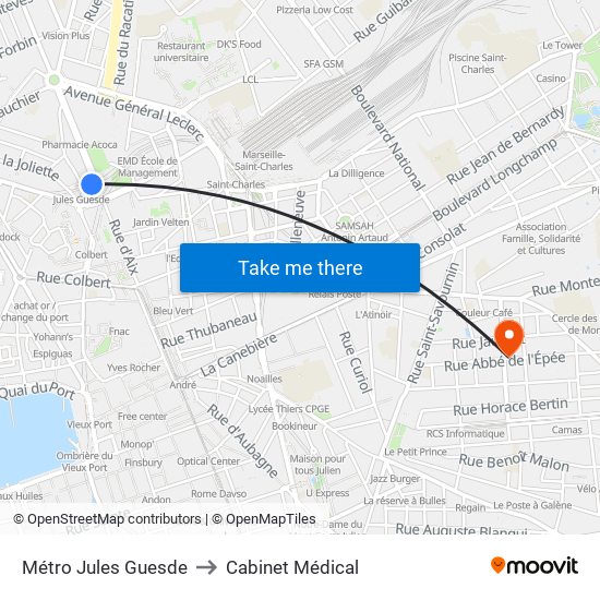 Métro Jules Guesde to Cabinet Médical map