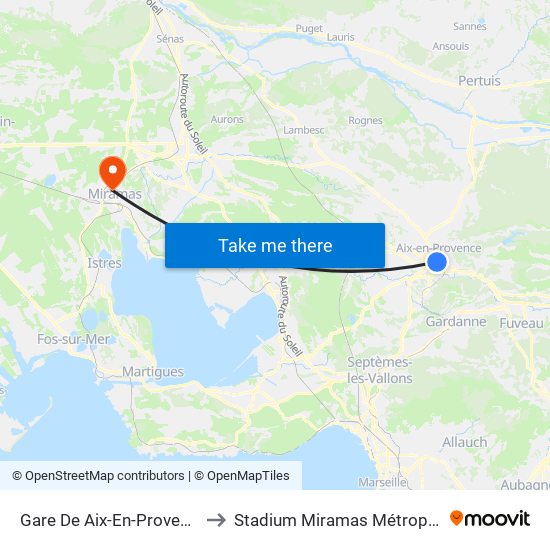 Gare De Aix-En-Provence to Stadium Miramas Métropole map