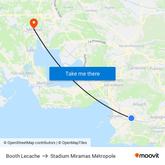 Booth Lecache to Stadium Miramas Métropole map