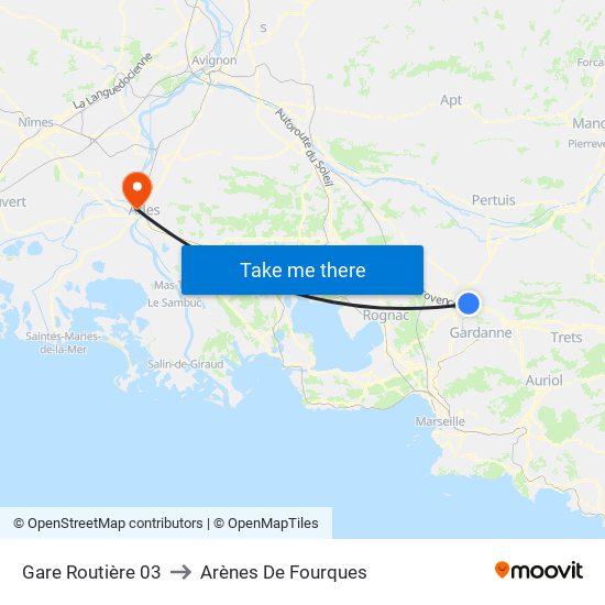 Gare Routière 03 to Arènes De Fourques map