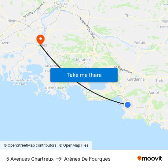 5 Avenues Chartreux to Arènes De Fourques map