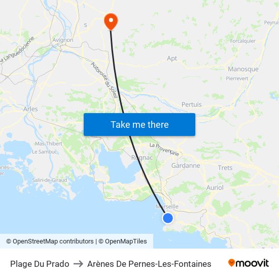 Plage Du Prado to Arènes De Pernes-Les-Fontaines map