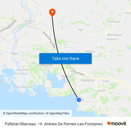 Pelletan Marceau to Arènes De Pernes-Les-Fontaines map