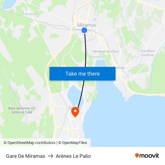 Gare De Miramas to Arènes Le Palio map