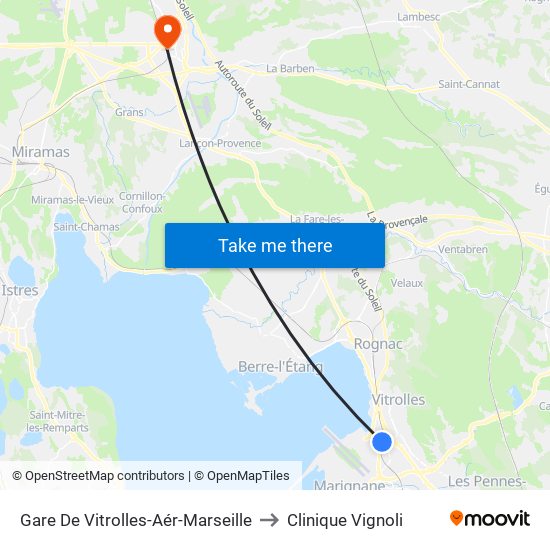 Gare De Vitrolles-Aér-Marseille to Clinique Vignoli map