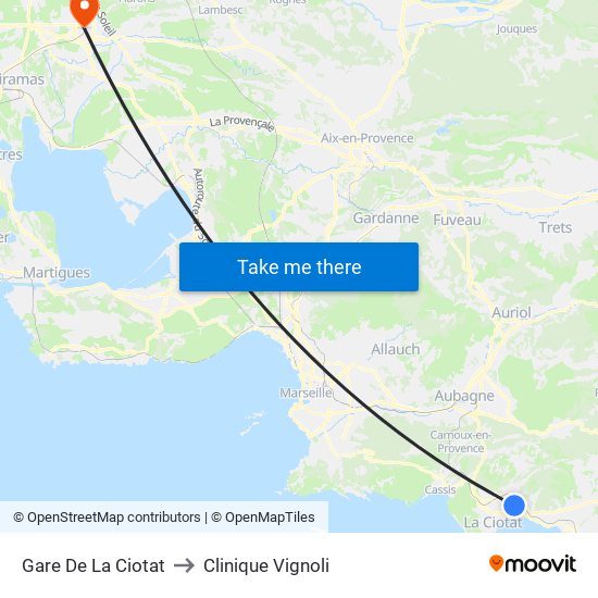 Gare De La Ciotat to Clinique Vignoli map