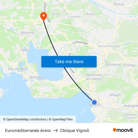 Euroméditerranée Arenc to Clinique Vignoli map