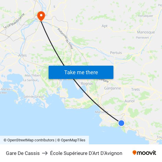 Gare De Cassis to École Supérieure D'Art D'Avignon map
