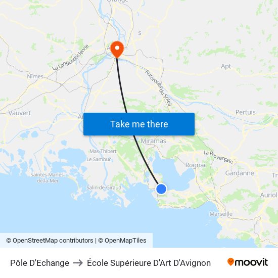 Pôle D'Echange to École Supérieure D'Art D'Avignon map