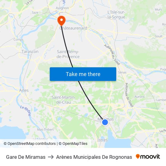 Gare De Miramas to Arènes Municipales De Rognonas map