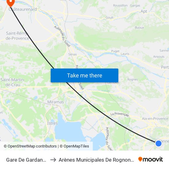 Gare De Gardanne to Arènes Municipales De Rognonas map