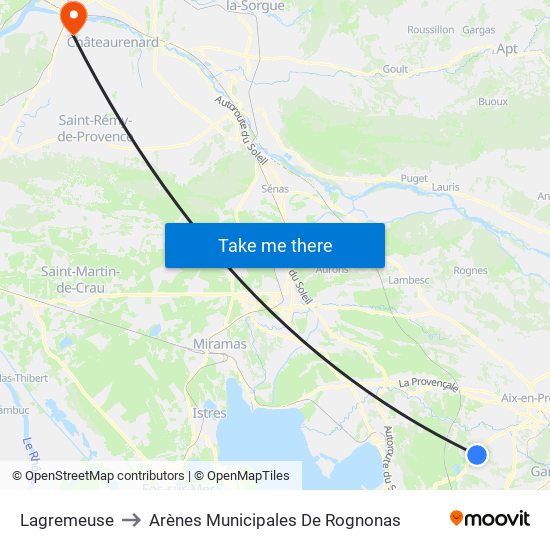 Lagremeuse to Arènes Municipales De Rognonas map