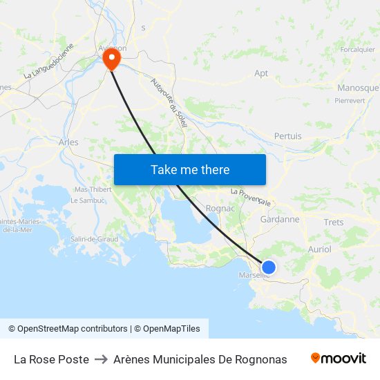 La Rose Poste to Arènes Municipales De Rognonas map