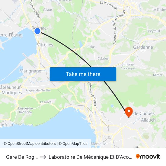 Gare De Rognac to Laboratoire De Mécanique Et D'Acoustique map