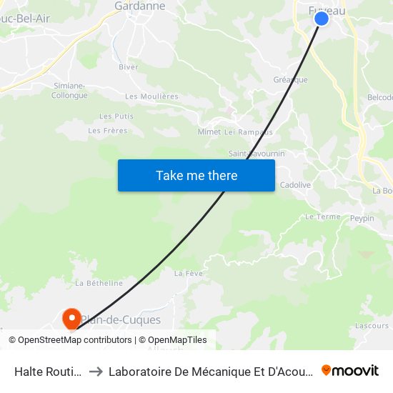 Halte Routière to Laboratoire De Mécanique Et D'Acoustique map