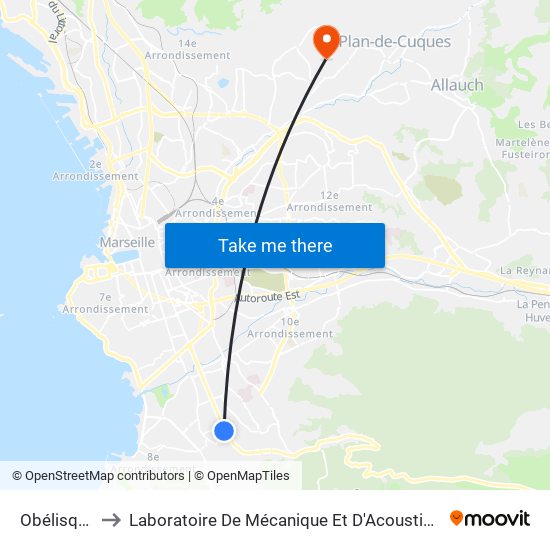 Obélisque to Laboratoire De Mécanique Et D'Acoustique map
