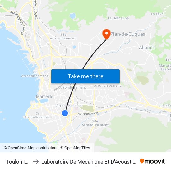 Toulon Isly to Laboratoire De Mécanique Et D'Acoustique map