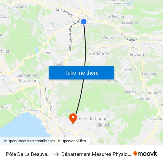 Pôle De La Beauvalle to Département Mesures Physique map