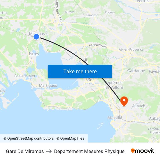 Gare De Miramas to Département Mesures Physique map