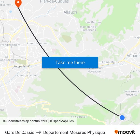 Gare De Cassis to Département Mesures Physique map