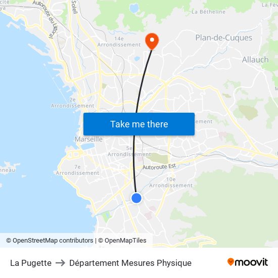 La Pugette to Département Mesures Physique map