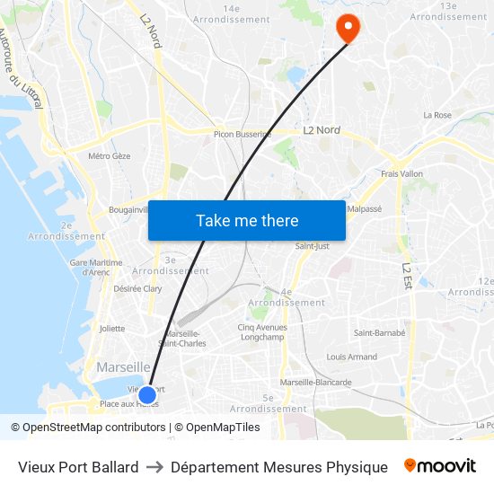 Vieux Port Ballard to Département Mesures Physique map