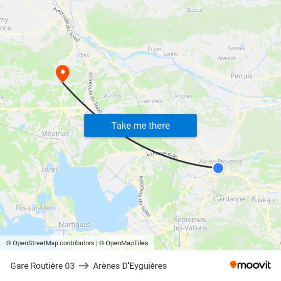 Gare Routière 03 to Arènes D'Eyguières map