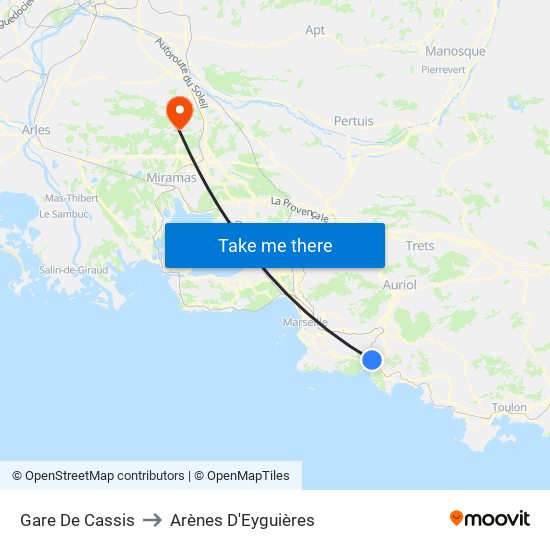 Gare De Cassis to Arènes D'Eyguières map