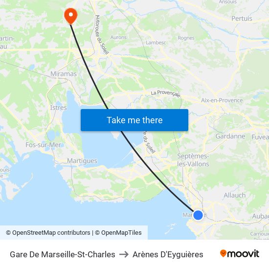 Gare De Marseille-St-Charles to Arènes D'Eyguières map