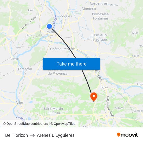 Bel Horizon to Arènes D'Eyguières map