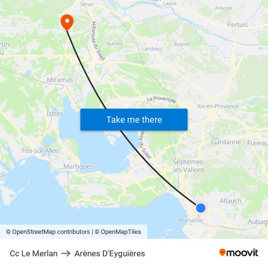 Cc Le Merlan to Arènes D'Eyguières map