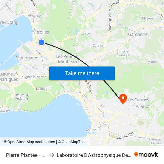 Pierre Plantée - Quai 7 to Laboratoire D'Astrophysique De Marseille map