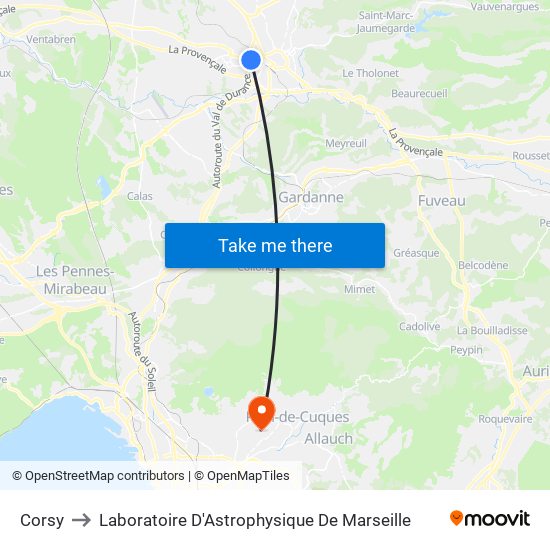 Corsy to Laboratoire D'Astrophysique De Marseille map