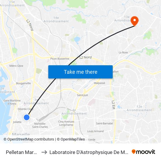 Pelletan Marceau to Laboratoire D'Astrophysique De Marseille map