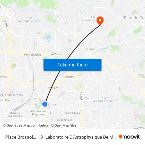 Place Brossolette to Laboratoire D'Astrophysique De Marseille map