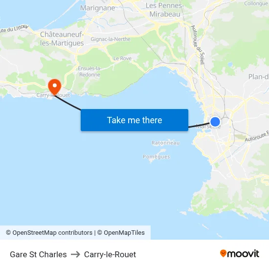 Gare St Charles to Carry-le-Rouet map