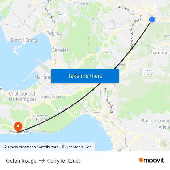 Coton Rouge to Carry-le-Rouet map