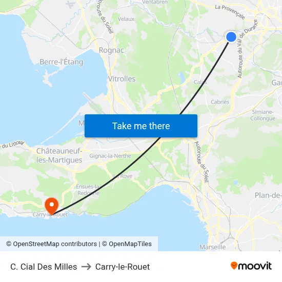 C. Cial Des Milles to Carry-le-Rouet map