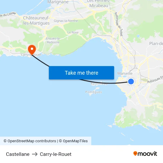 Castellane to Carry-le-Rouet map