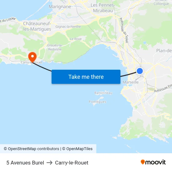 5 Avenues Burel to Carry-le-Rouet map