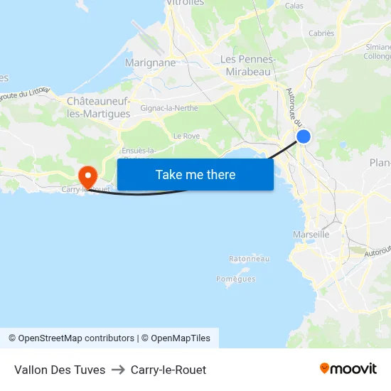 Vallon Des Tuves to Carry-le-Rouet map