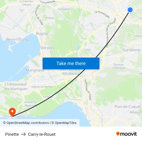 Pinette to Carry-le-Rouet map